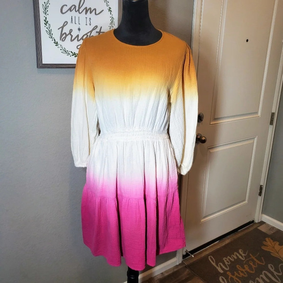 Universal Thread Dresses & Skirts - Universal Thread Women's 3/4 Sleeve Tie Dye Ombre Gauze Midi Dress Size Med